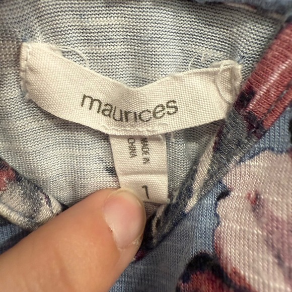 Maurices Floral Tank Top Blue Pink Crochet Back‎ Sleeveless Size 1 - Picture 3 of 6